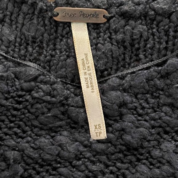 Free People Women's French Creek Sweater striped XS black cream knit - Picture 7 of 14